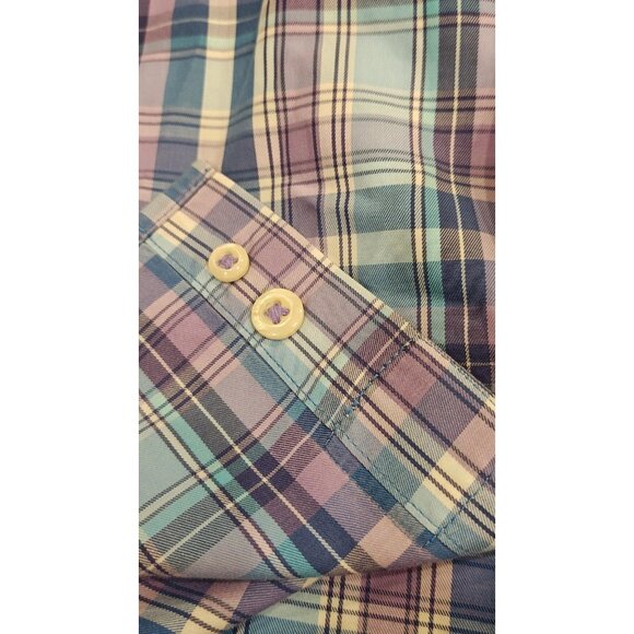 Peter Millar Shirt Mens XL Blue Purple Plaid Button Down Short Sleeve Cotton - Picture 4 of 7